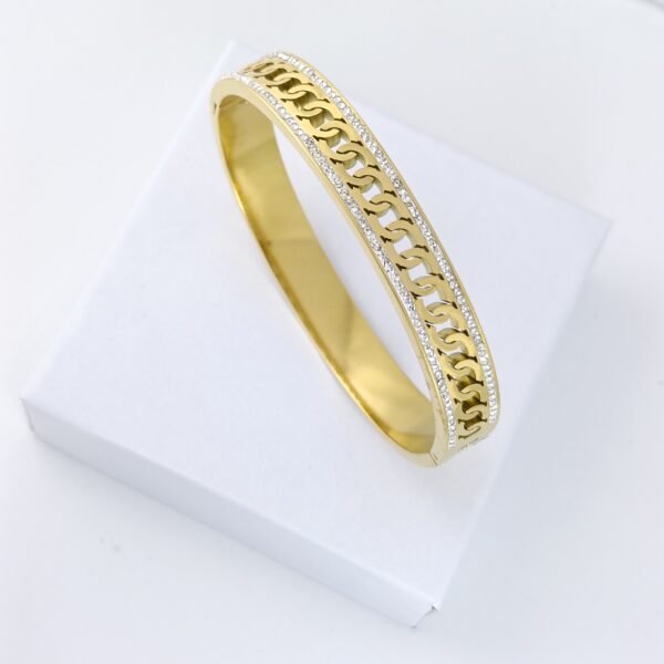 NUHA 18K Gold-Plated Elegant Zirconia Korean Bangle Bracelet (Anti-Tarnish)