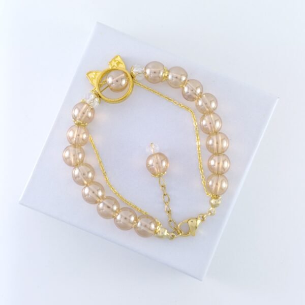 Kitty Head Korean Shiny Bead Bracelet (Anti Tarnish Chain)