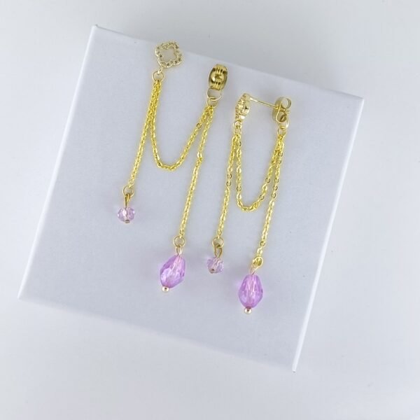 NUHA 18K Gold-Plated Korean Zirconia Clover Earrings (Anti-Tarnish)