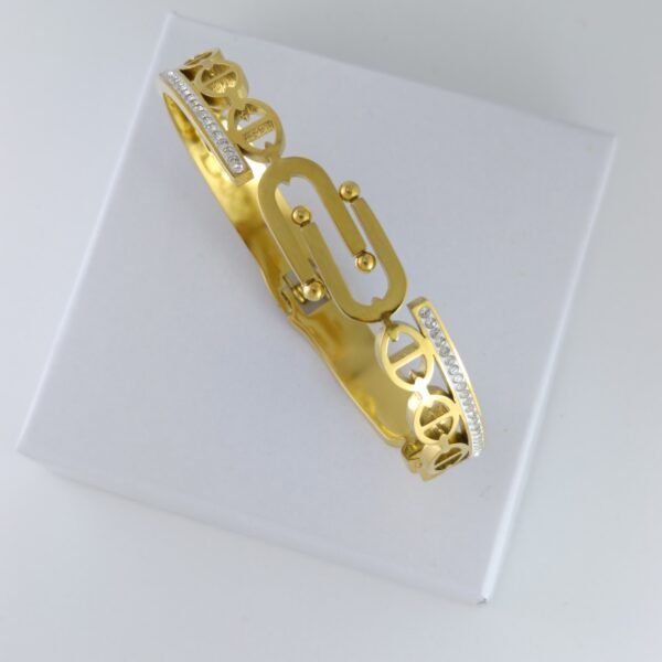 NUHA 18K Gold-Plated Coffee Bean Bangle Bracelet (Anti-Tarnish)