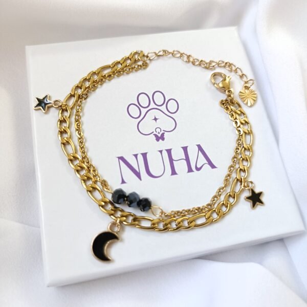 NUHA 18K Gold-Plated Korean Moon🌙& Star ⭐Layered Bracelet(Anti-Tarnish)