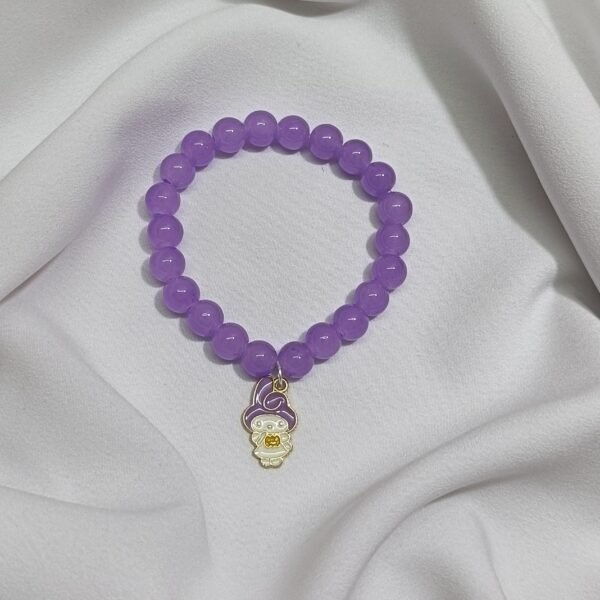 Purple Bead Bracelet with Doll Charms